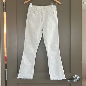 Mother The Insider Crop Step Fray white jean 25